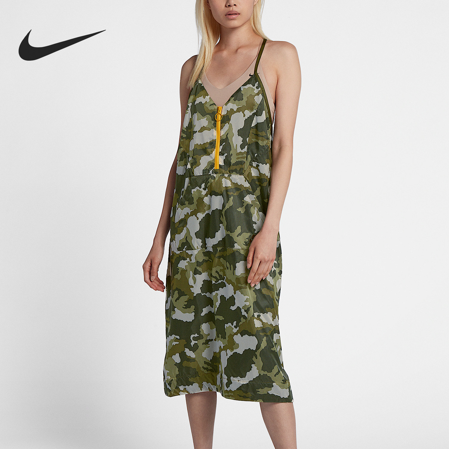 Nike/耐克官方正品夏季新款女士休闲迷彩吊带连衣裙932368-072