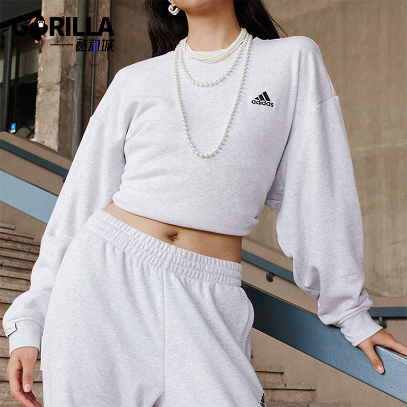 阿迪达斯男女加厚圆领套头衫