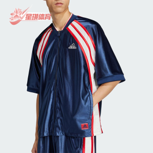 阿迪达斯正品 拼接宽松休闲短袖 2025春季 男士 JD5410 新款 Adidas