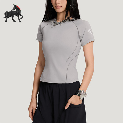Adidas/阿迪达斯正品夏季新款女士修身针织圆领短袖T恤KY7862