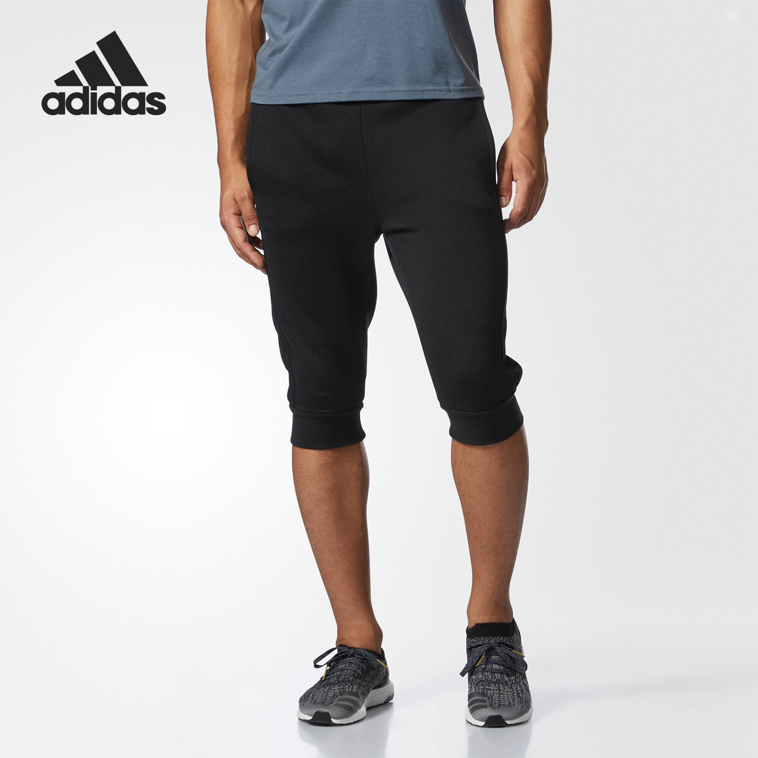 Adidas/阿迪达斯正品当季新款男子运动透气训练收口七分裤BR3250