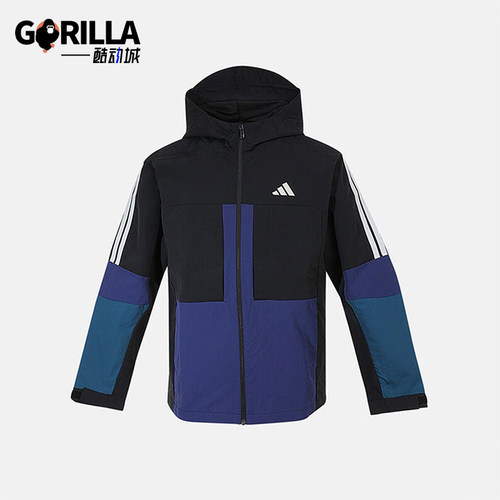 Adidas/阿迪达斯正品JK WV JKT儿童连帽梭织拼接运动外套KS0649