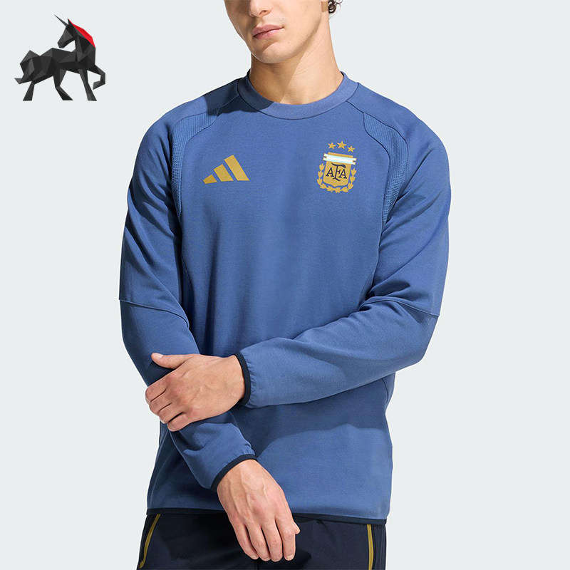 Adidas/阿迪达斯正品2025冬季款男士日常圆领套头足球卫衣JZ6315
