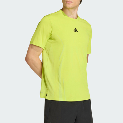 Adidas/阿迪达斯正品新款男荧光黄训练健身经典凉感短袖T恤KE5783