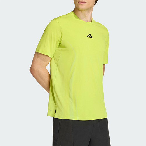 Adidas/阿迪达斯正品新款男荧光黄训练健身经典凉感短袖T恤KE5783