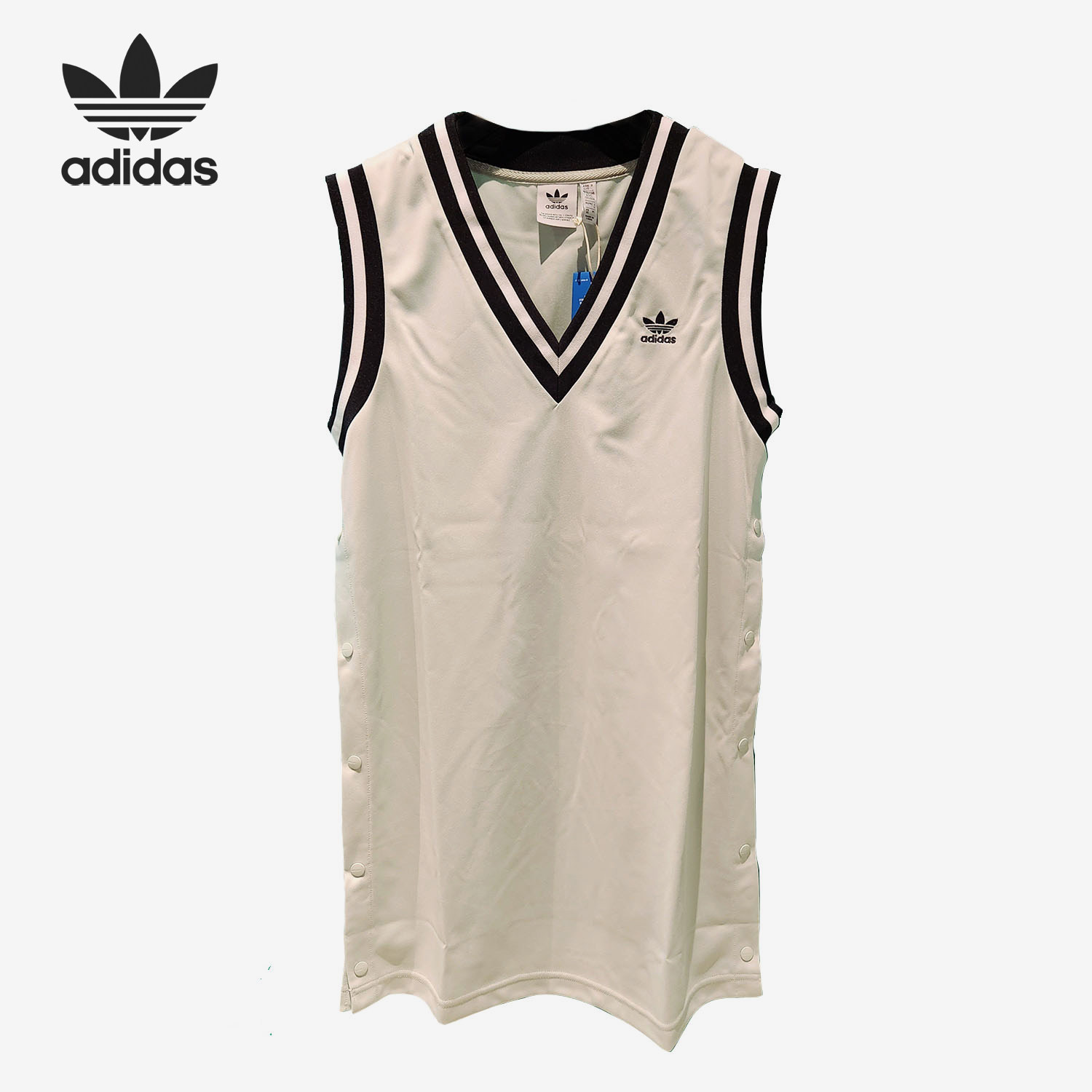 Adidas/阿迪达斯官方正品三叶草女子时尚无袖V领休闲连衣裙IS5263,运动服/休闲服装,运动连衣裙,淘宝优惠券,粉丝福利购,淘宝优惠卷