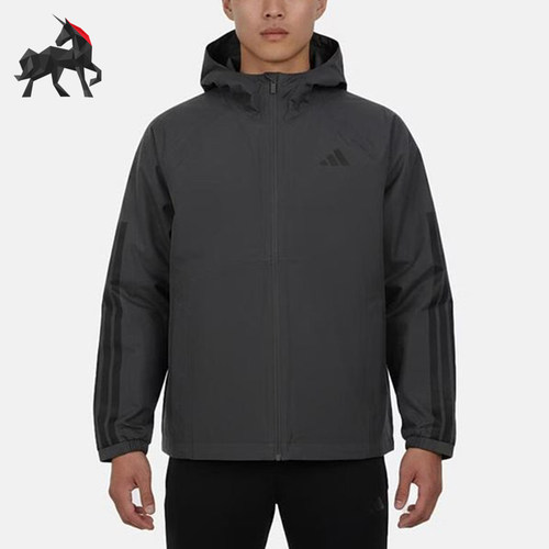 Adidas/阿迪达斯正品S新款男深灰黑色运动经典休闲连帽夹克KE0272