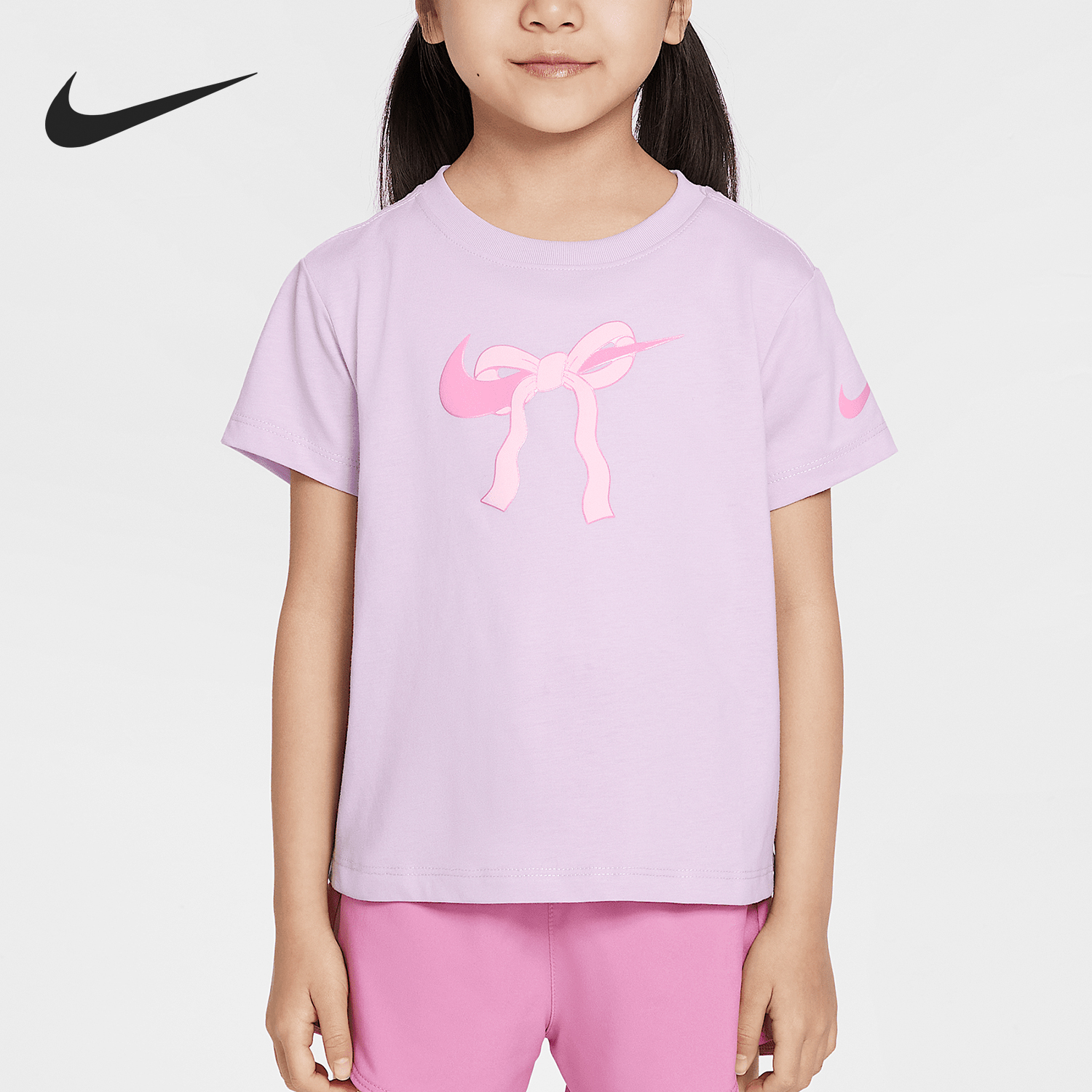 Nike/耐克正品Swoosh Ribbon小童蝴蝶结印花T恤II3526-537
