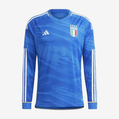Adidas阿迪达斯正品Italy主场男款侧边条纹罗纹圆领长袖T恤HS9893