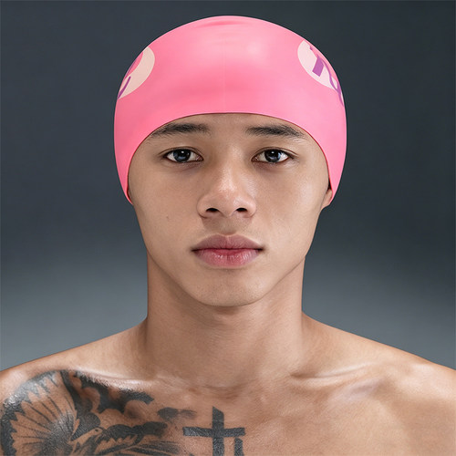 Nike/耐克正品Swim硅胶泳帽新款男粉白色经典游泳帽IQ7840-649