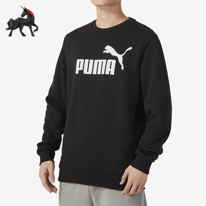 Puma/彪马正品冬季男女款运动加绒圆领套头卫衣682722-01