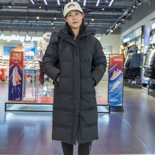 Lining/李宁正品健身系列女子运动休闲长款保暖连帽羽绒服AYMT100