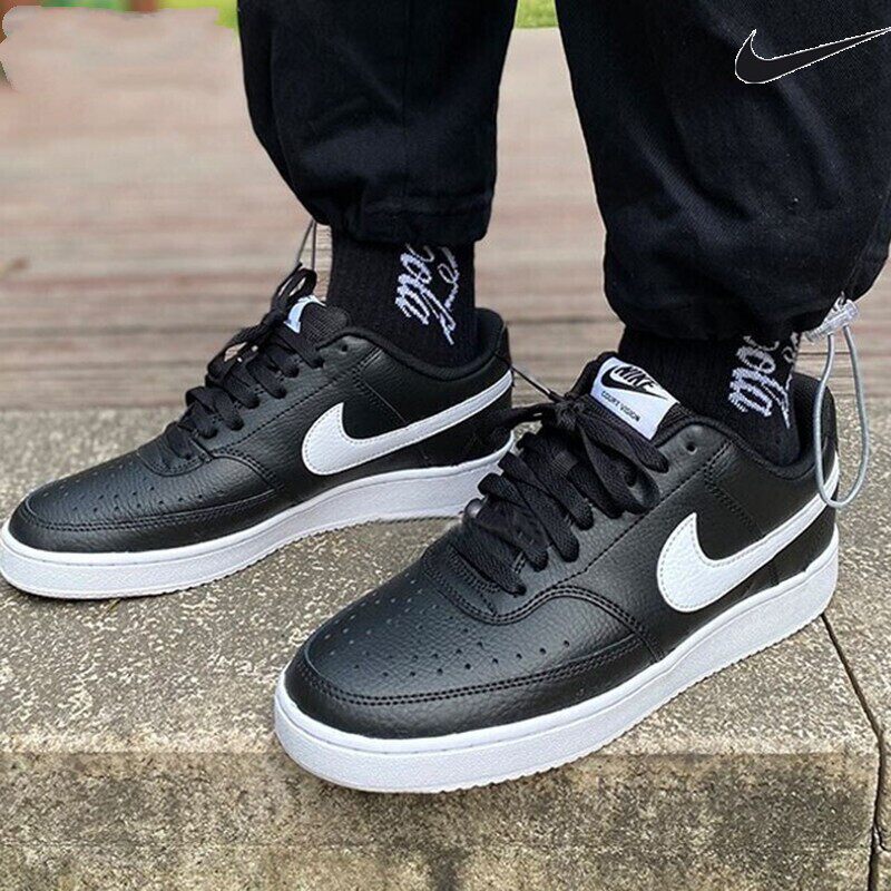 Nike耐克黑色低帮板鞋正品男鞋空军一号休闲鞋软底防滑运动鞋子
