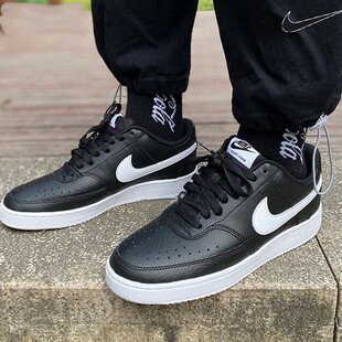 Nike耐克黑色低帮板鞋正品男鞋空军一号休闲鞋软底防滑运动鞋子