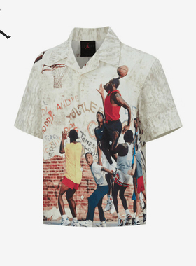 Nike/耐克正品JORDAN男士涂鸦印花翻领经典透气衬衫HF9348-133