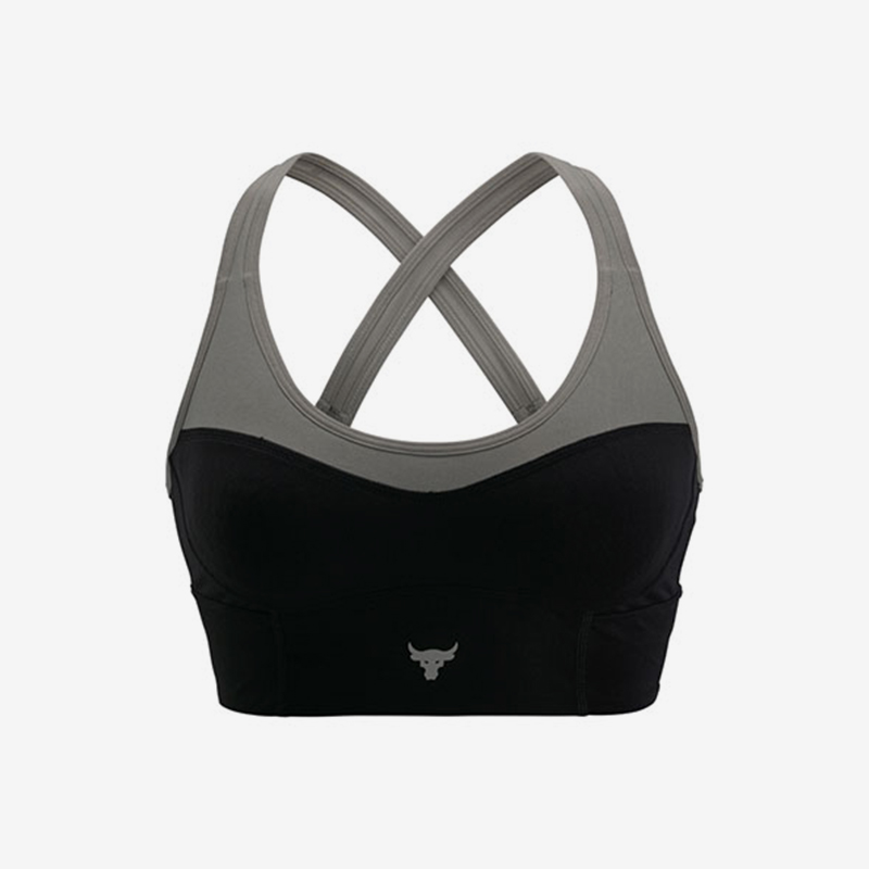 UA/安德玛正品Project Rock强森女子拼色训练运动内衣1380191-002