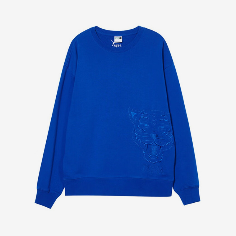 Puma/彪马正品2024春秋季新款男士圆领长袖刺绣针织运动卫衣