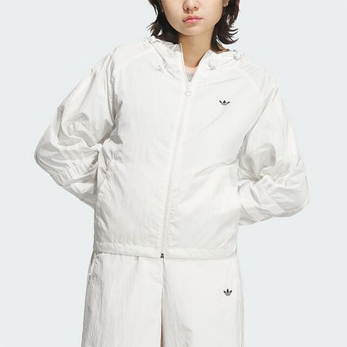 阿迪达斯女士休闲连帽梭织外套