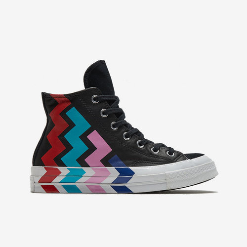 Converse匡威 高帮彩色波纹女鞋春季新款耐磨时尚休闲板鞋567047C