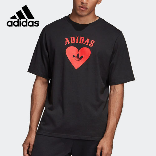 Adidas/阿迪达斯正品男夏季款爱心扑克运动休闲半袖T恤FH7885