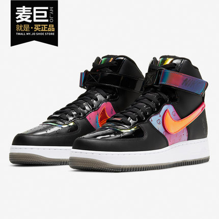 Nike/耐克正品 Air Force 1 AF1黑镭射 炫彩 高帮空板鞋 DC0831