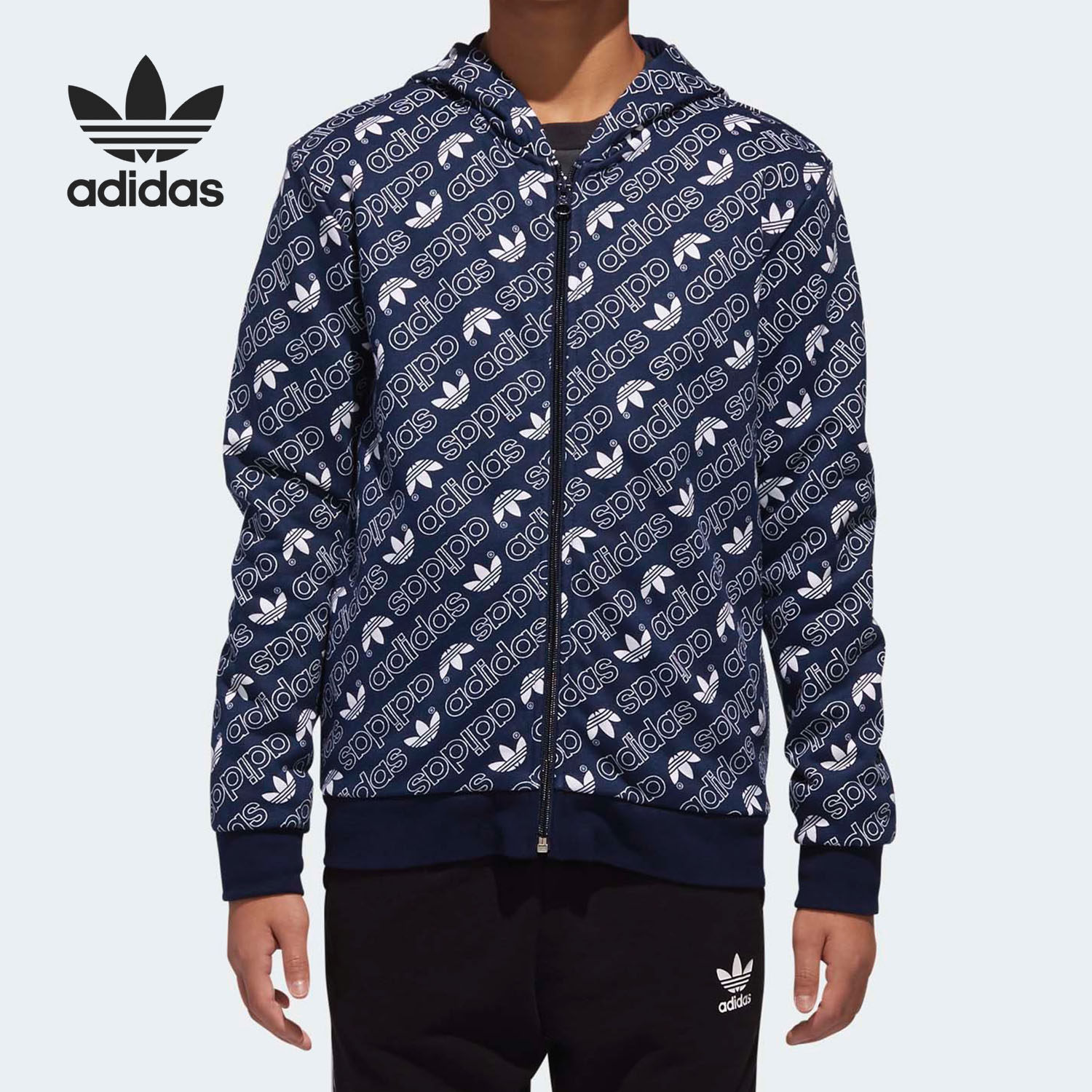Adidas/阿迪达斯正品男女童装新款休闲连帽夹克运动服DH2696