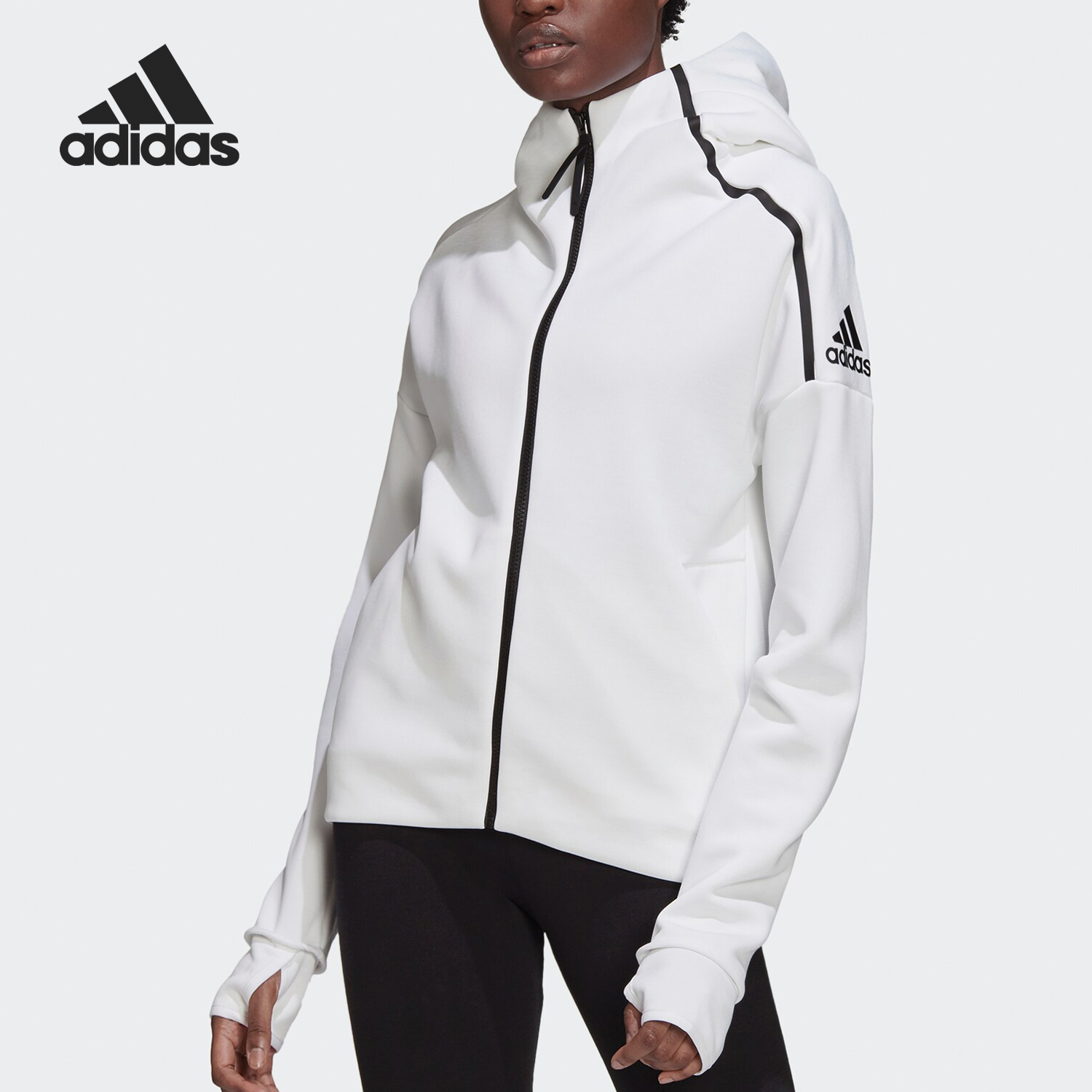 Adidas/阿迪达斯正品女子当季新款运动服休闲连帽夹克 EK4324