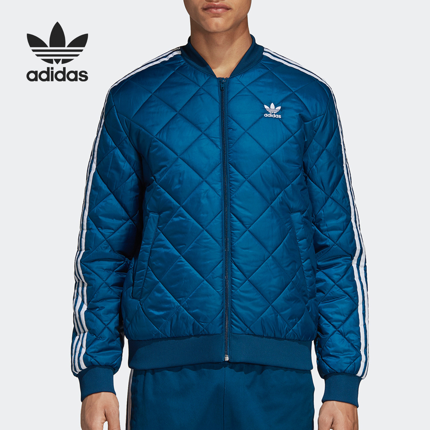Adidas/阿迪达斯正品三叶草男子保暖舒适绗缝复古运动棉服 DV2301