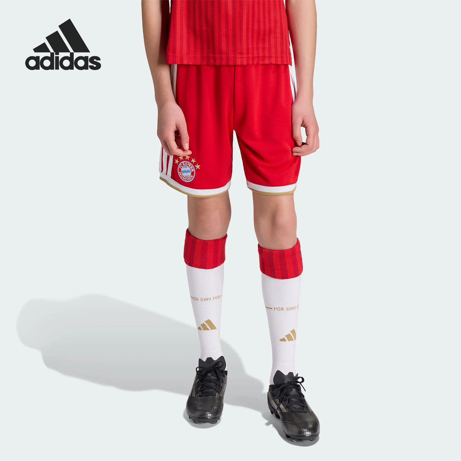 Adidas/阿迪达斯官方正品大童拜仁慕尼黑主场足球运动短裤JZ3084