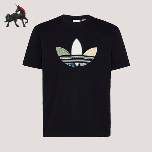 Adidas/阿迪达斯正品三叶草男士松弛感宽松经典日常印花T恤KW5671