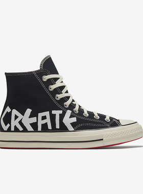 Converse匡威 1970s黑色字母涂鸦高帮帆布鞋鞋男女同款 169765C