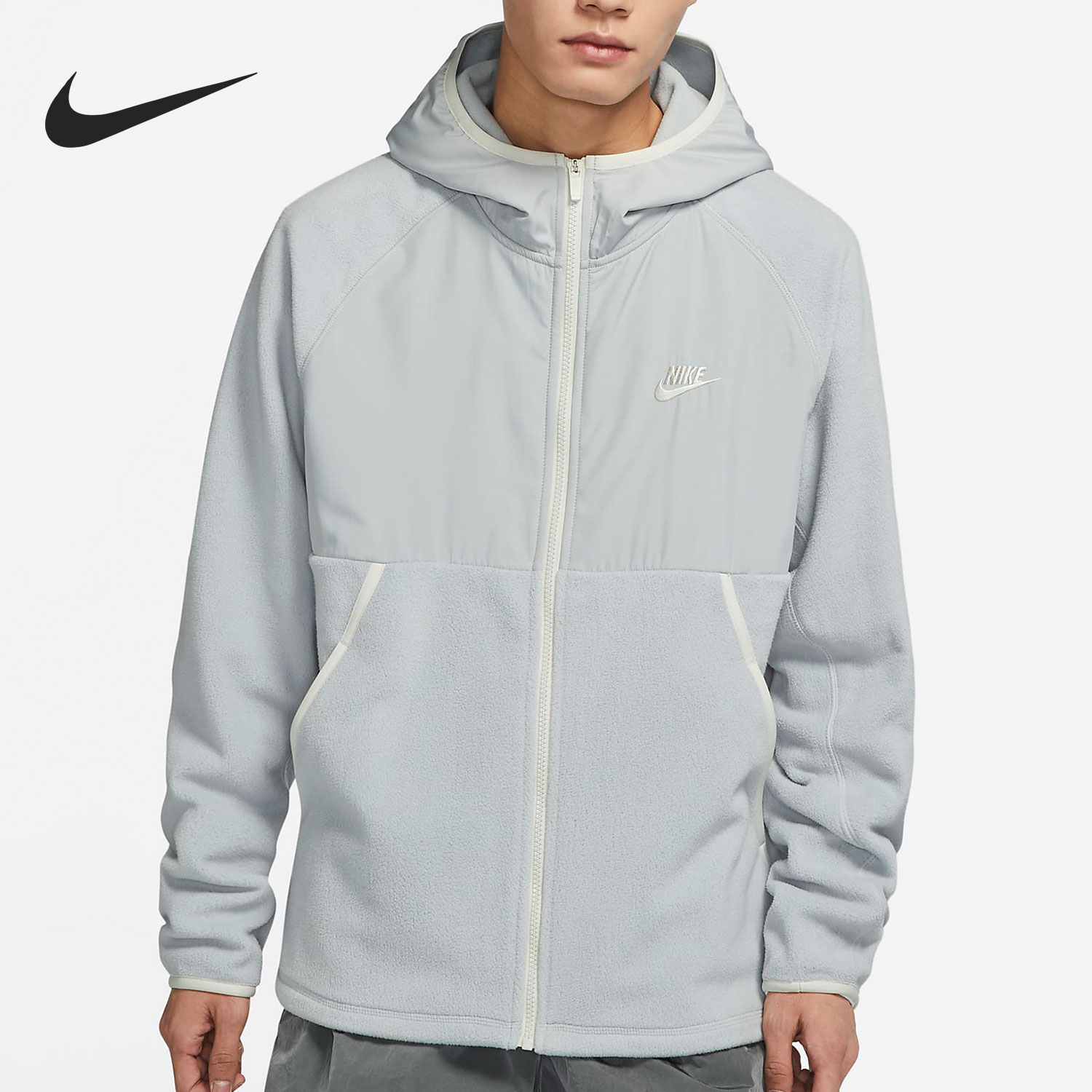 Nike/耐克正品男子摇粒绒拼接连帽运动夹克外套 DM1220-077