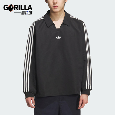 Adidas/阿迪达斯正品三叶草男女休闲翻领套头运动宽松长袖KF9602