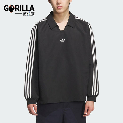 Adidas/阿迪达斯正品三叶草男女休闲翻领套头运动宽松长袖KF9602