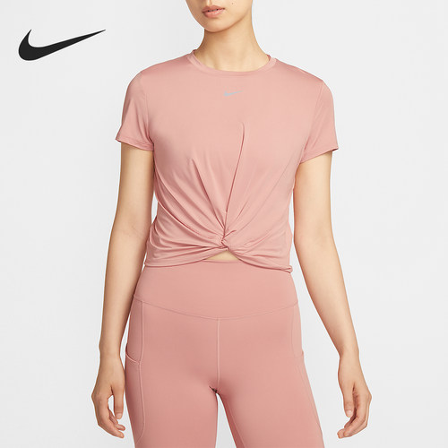 Nike/耐克正品Dri-FIT女士扭结设计圆领经典短袖T恤HJ1055-685
