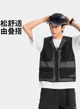 李宁正品CF溯男子防泼水舒适抗皱潮流宽松户外运动单马甲AMDV035