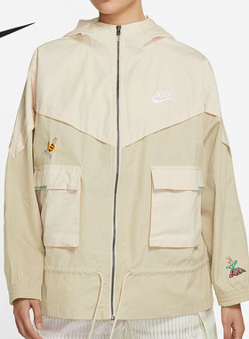 Nike/耐克正品女子梭织连帽运动休闲工装夹克外套 DM7909-228
