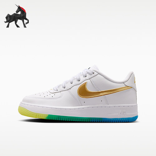Nike/耐克正品AirForce1新款儿童白金色休闲经典运动鞋IR3538-100
