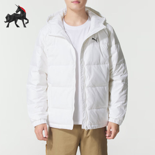 Puma/彪马正品防风户外保暖鸭绒连帽羽绒服经典男外套692811-02