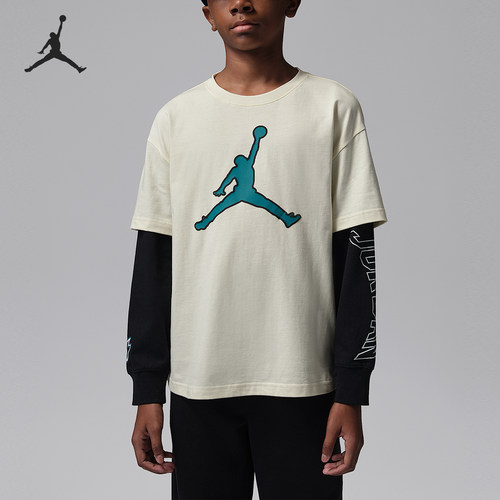 Nike/耐克正品JORDAN大童套头圆领耐穿假两件长袖上衣IU5372-133