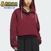 棉服KA5313 三叶草女士连帽梭织保暖短款 Adidas 阿迪达斯正品