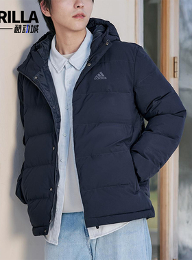 Adidas/阿迪达斯正品冬季男士拉链连帽保暖户外运动羽绒服KE5407