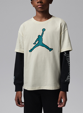 Nike/耐克正品JORDAN大童套头圆领耐穿假两件长袖上衣IU5372-133
