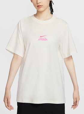 Nike/耐克女夏季宽松运动休闲小狗印花白色短袖HM4625-133