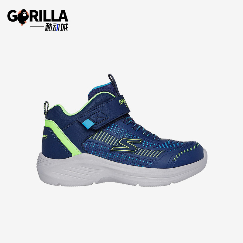 Skechers/斯凯奇正品魔术贴男童高帮耐磨复古厚底缓震运动鞋