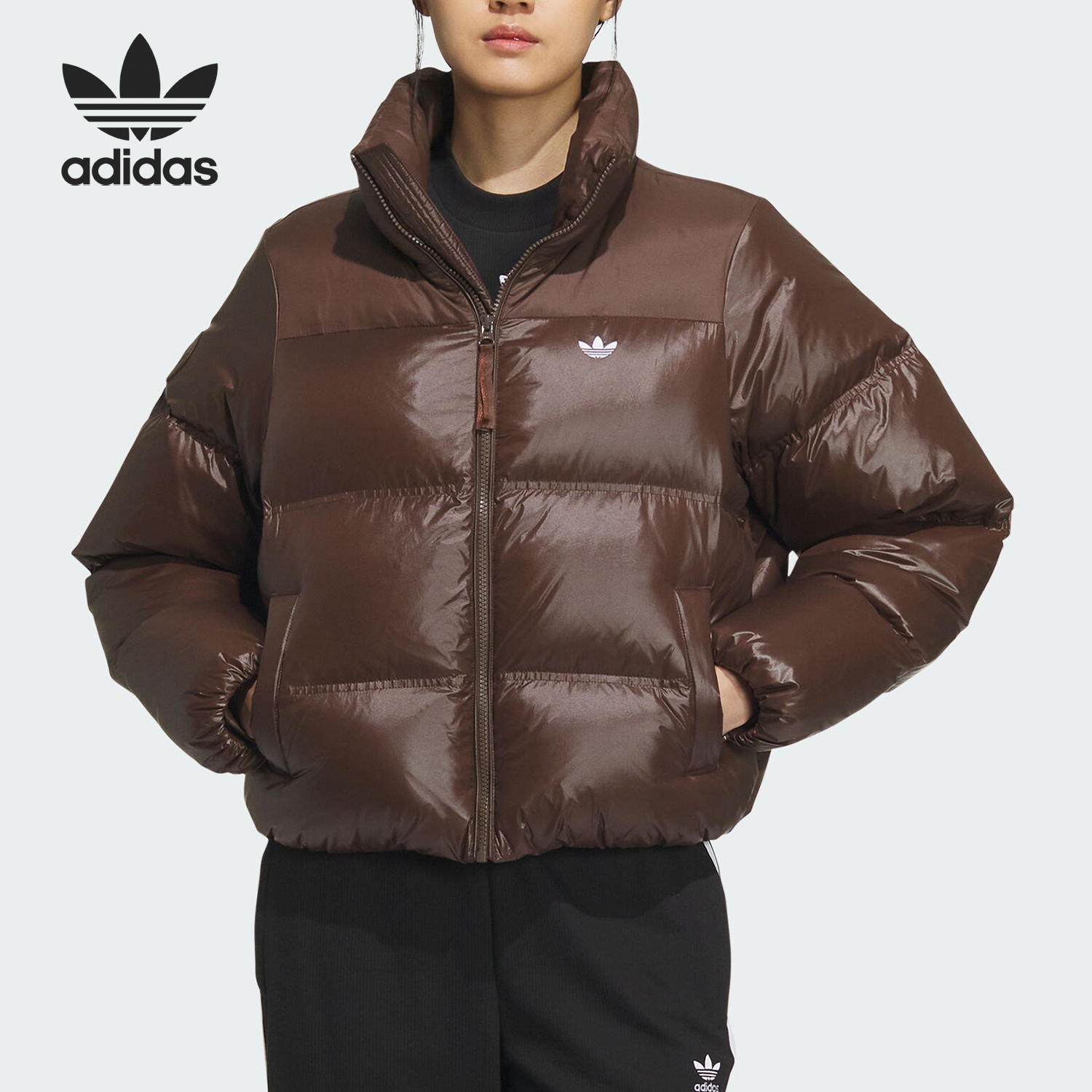 Adidas/阿迪达斯正品三叶草女子防风保暖运动羽绒服IK2797