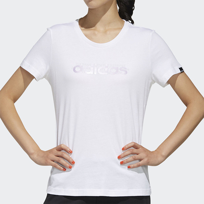 阿迪达斯女士训练运动透气短袖