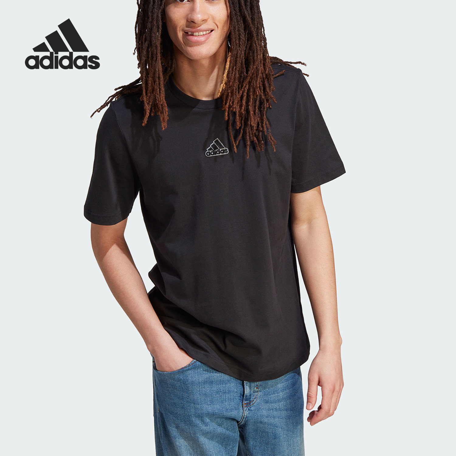 Adidas/阿迪达斯正品M PILE EMB T男子运动休闲短袖T恤IL5388