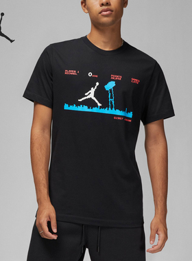 Nike/耐克正品JORDAN男士直筒像素LOGO印花短袖T恤DZ4018-010