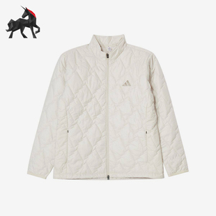 Adidas/阿迪达斯立领拉链长袖棉服新款经典米白色棉服KD7996